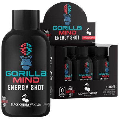 Gorilla Mind Energy Shot – Black Cherry Vanilla (6 Shots, 3 fl. oz. Each) 