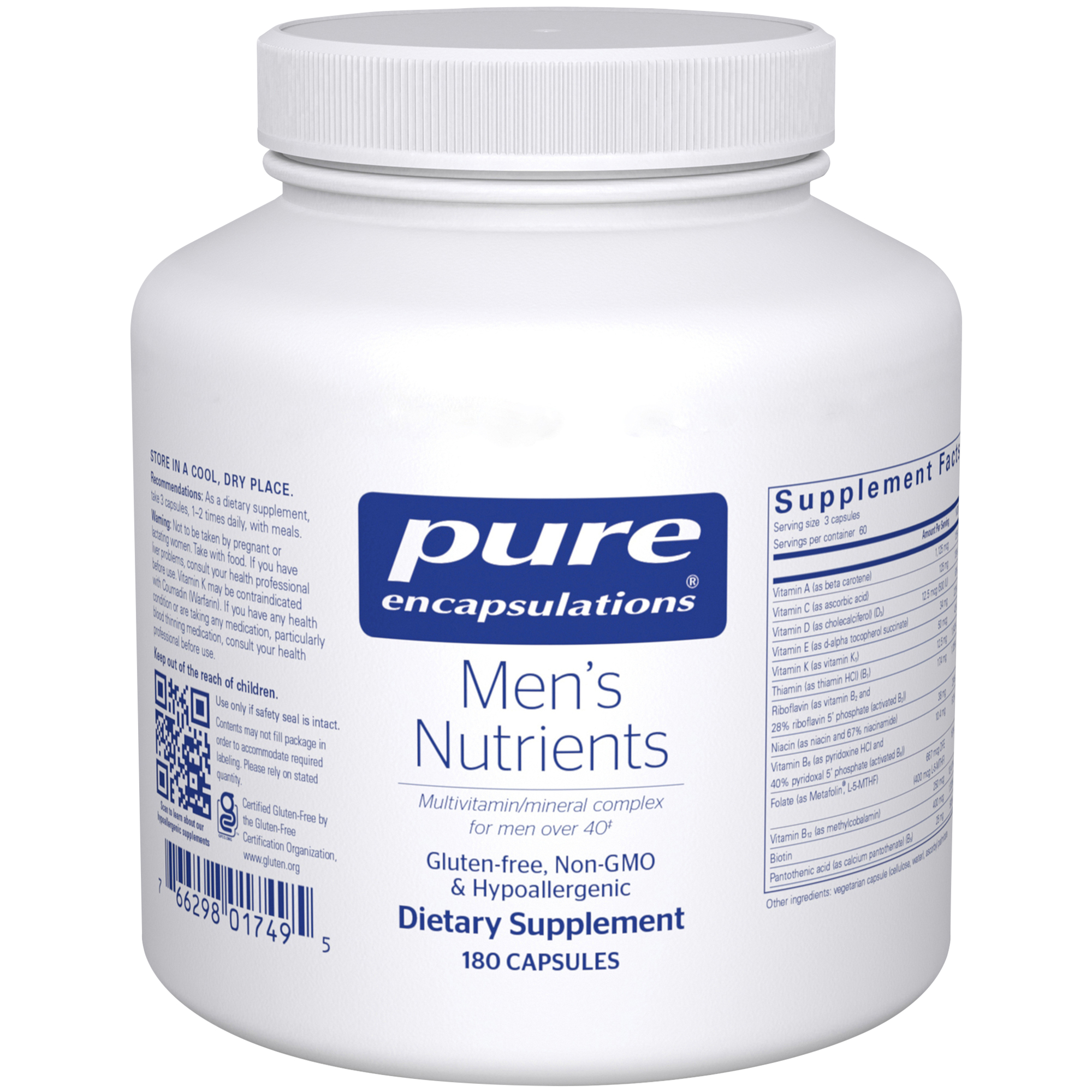 Mens Nutrients  Multivitamin  Mineral Complex for Men Over 40 180 Capsules