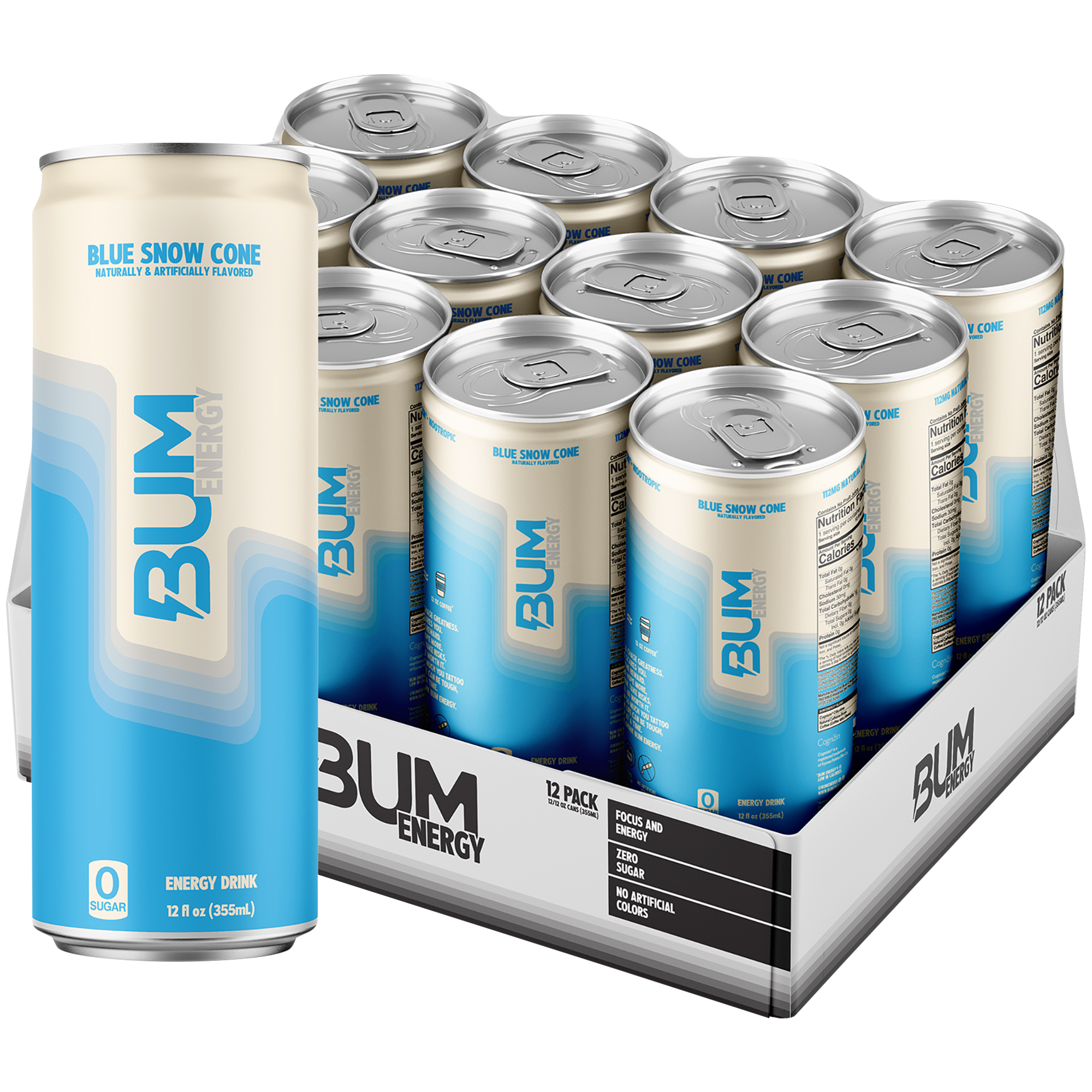 Energy Drink  Blue Snow Cone 12 Drinks 12 Fl Oz Each