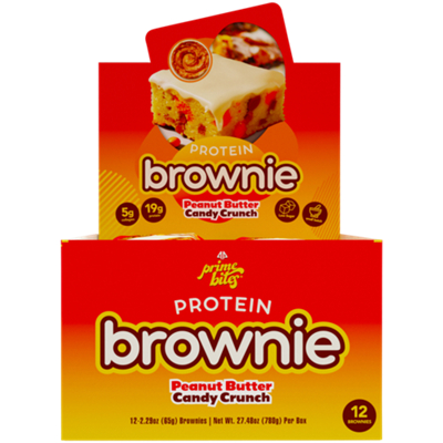 PrimeBites Protein Brownie - 19g Protein - Peanut Butter Candy Crunch (12 Brownies)