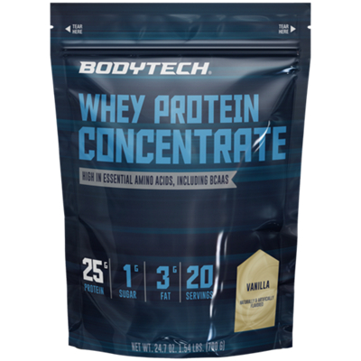 Whey Protein Concentrate – High in BCAAs and EAAs – Vanilla (1.54 lbs./20 Servings)