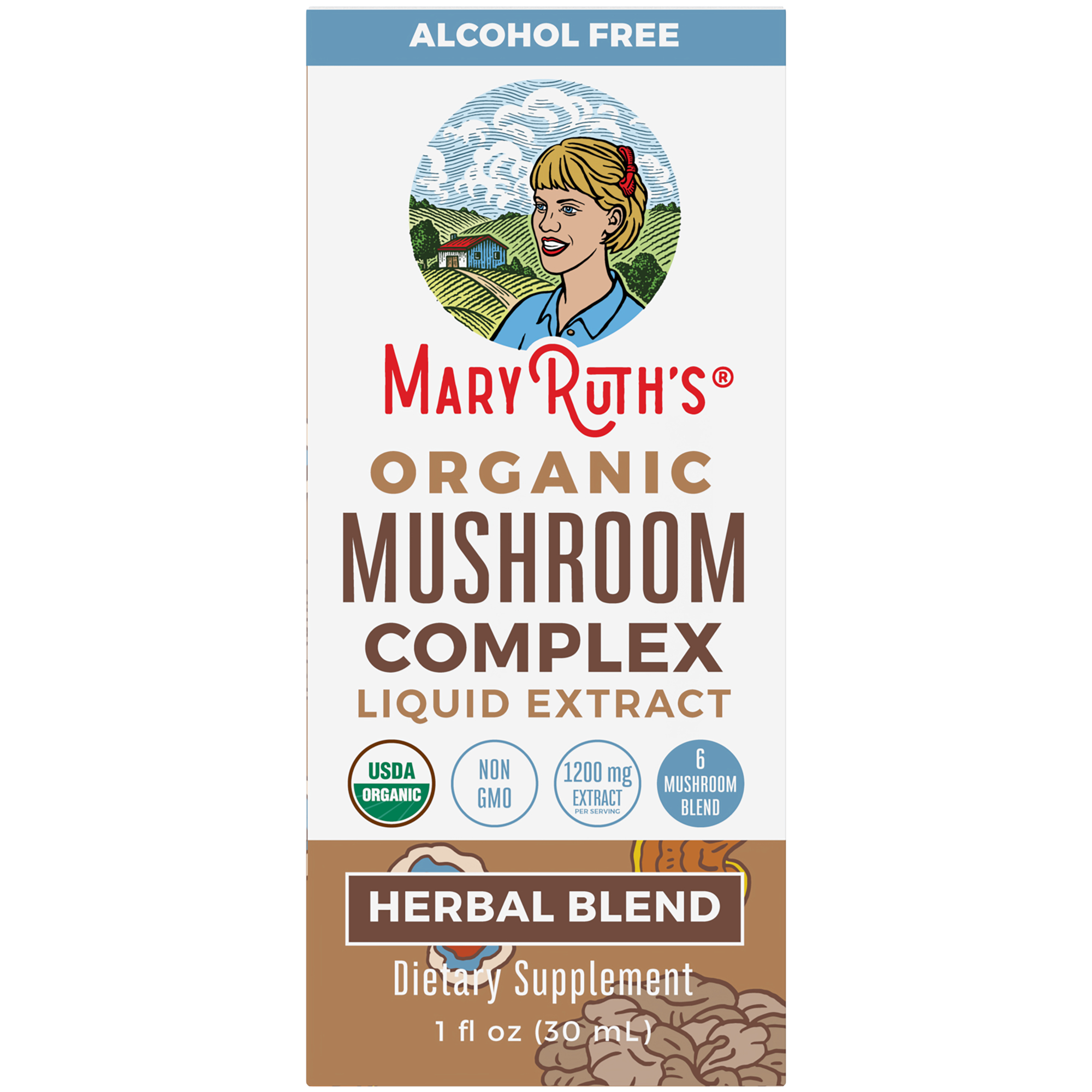 Organic Mushroom Complex Liquid Extract  Alcohol Free 1 Fl Oz