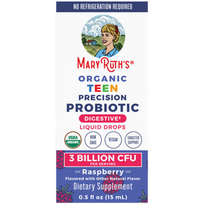 Organic Teen Precision Probiotic Liquid Drops - Digestive Health - Raspberry (0.5 Fl. Oz. / 30 Servings)