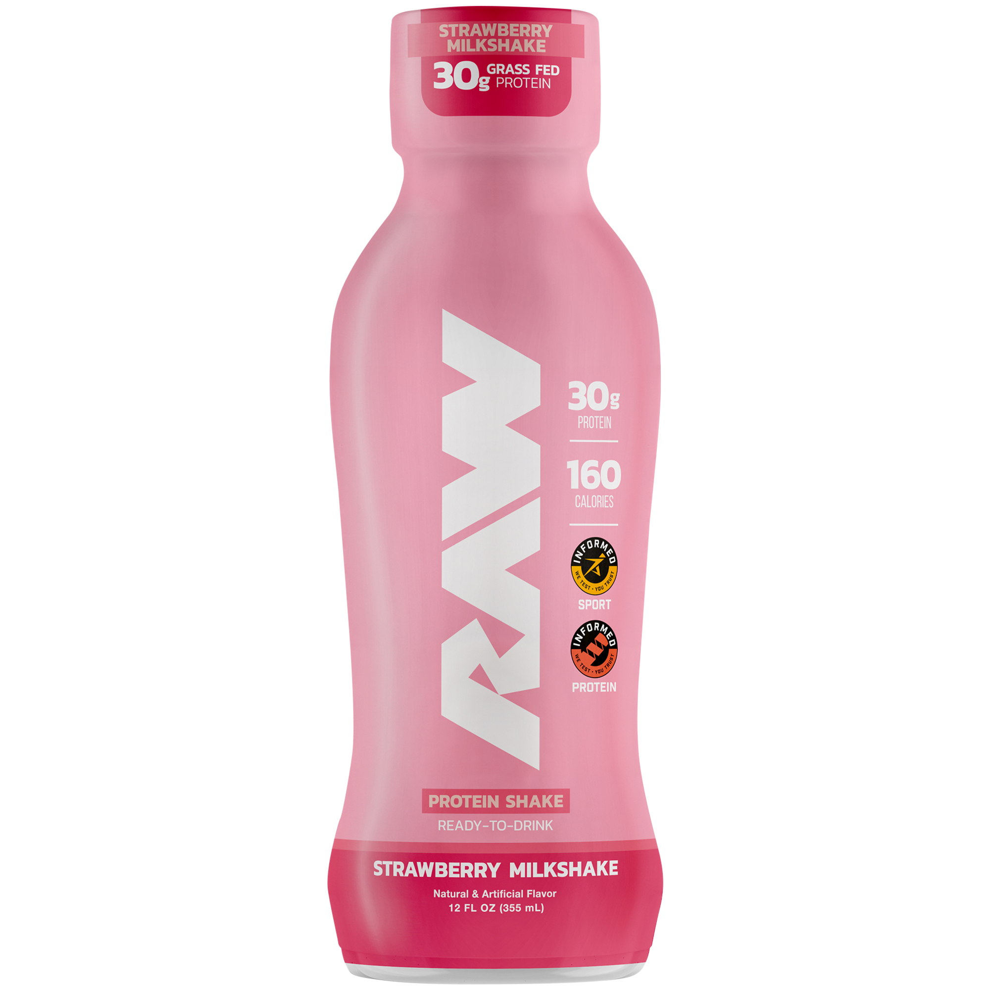 Protein Shake  30g Grass Fed Protein  Strawberry Milkshake 12 Fl Oz  12 Drinks