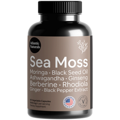 Sea Moss with Moringa, Black Seed Oil & Berberine - 10-in-1 Superfood Blend (60 Capsules)
