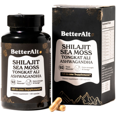 Shilajit with Sea Moss, Tongkat Ali, and Ashwagandha – Supports Strength and Energy (120 Capsules)