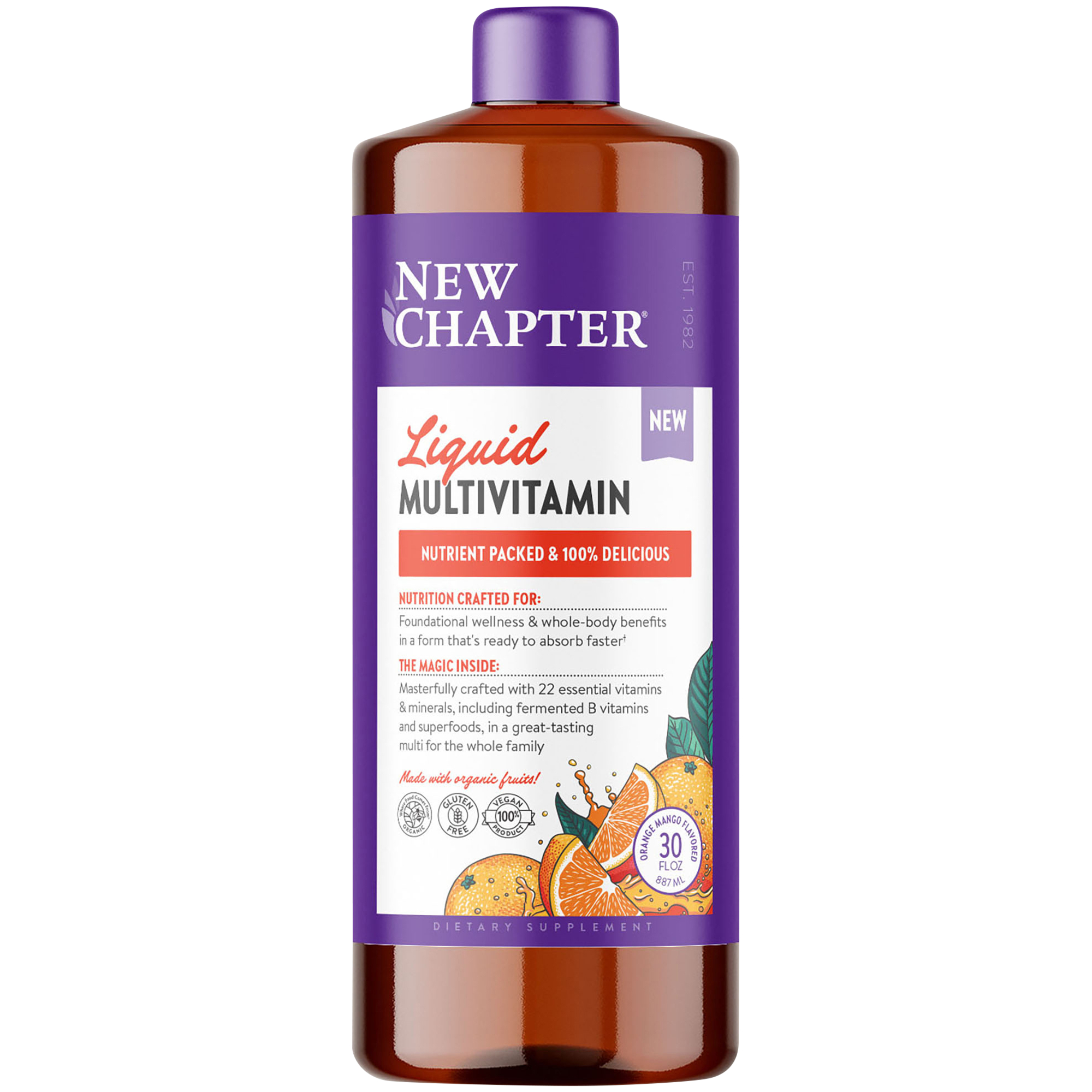 Liquid Multivitamin with 22 Vitamins  Minerals  Orange Mango 30 Fl Oz  30 Servings