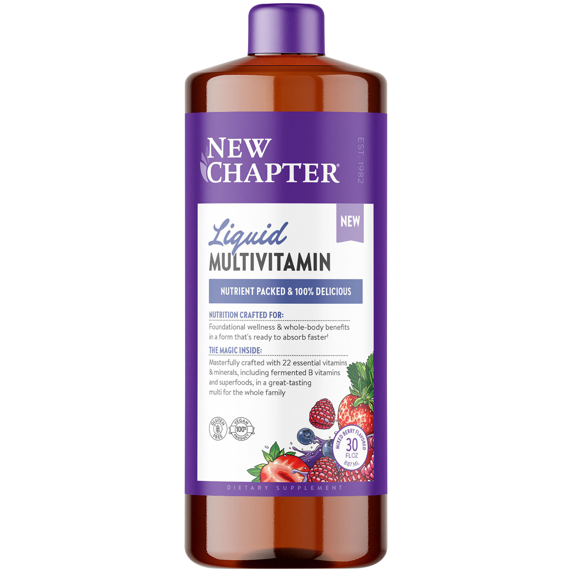 Liquid Multivitamin with 22 Vitamins  Minerals  Mixed Berry 30 Fl Oz  30 Servings