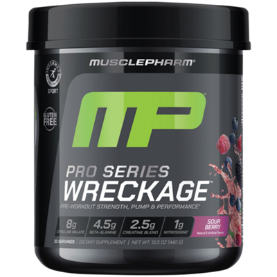 Pro Series Wreckage Pre-Workout Powder with 2.5g Creatine Blend - Sour Berry (20 Servings)