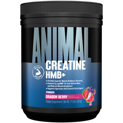 Animal Creatine HMB+ Powder for Advanced Muscle Support - Dragon Berry (11.53 Oz./30 Servings)