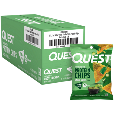 Tortilla Style Protein Chips - 19g Protein - Salsa Verde (8 Bags)