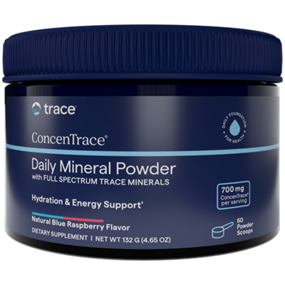 ConcenTrace Daily Mineral Powder - Hydration & Energy Support - Natural Blue Raspberry Flavor (4.65 Oz./60 Servings)