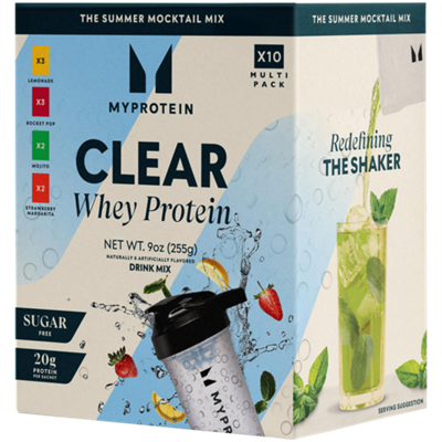 Clear Whey Protein Summer Mocktail Drink Mix - 20g Protein Per Sachet - Multi Pack (10 Sachets)