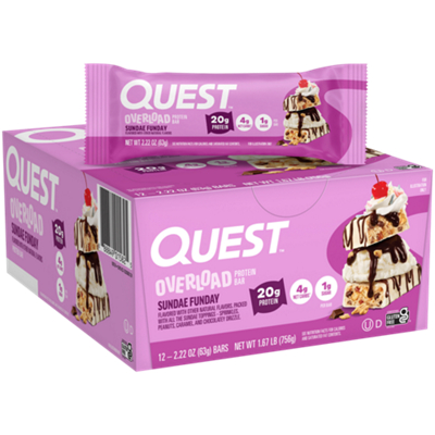 Overload Protein Bar - 20g Protein - Sundae Funday (12 Bars)