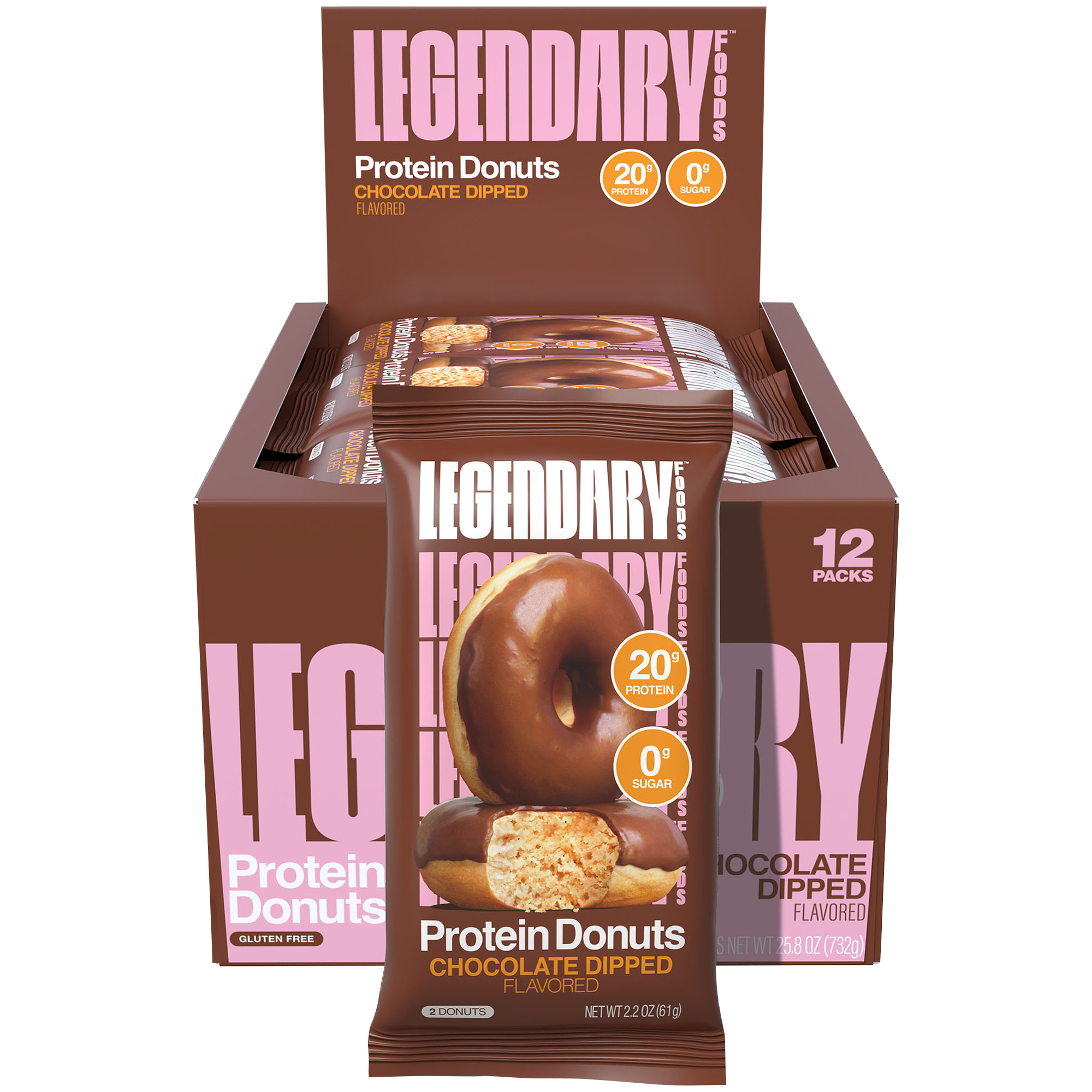 Protein Donuts  12g Protein  Chocolate Dipped  12 Donuts