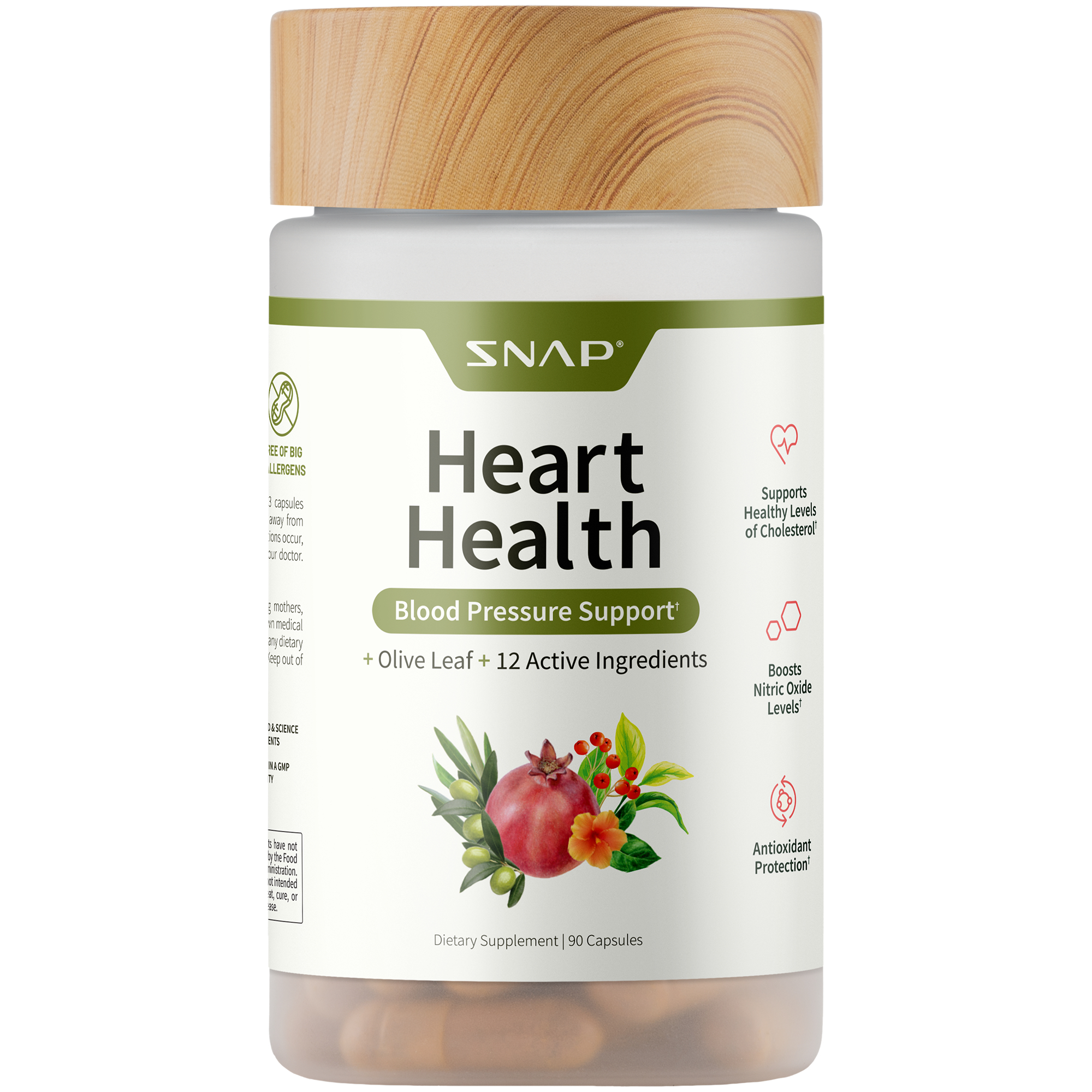 Heart Health Capsules with Olive Leaf  12 Other Active Ingredients for Blood Pressure Support 90 Capsules