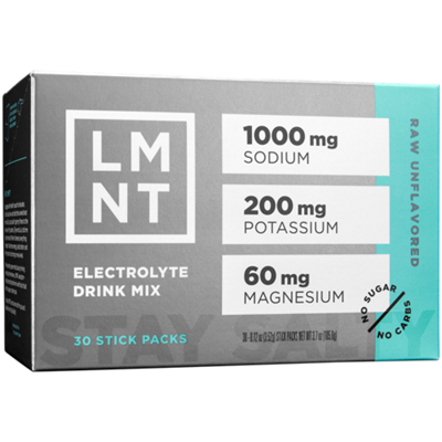 Zero-Sugar Electrolyte Drink Mix - Raw Unflavored (30 Stick Packs)