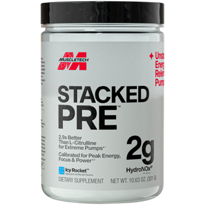 Stacked Pre - Calibrated for Peak Energy, Focus & Power - Icy Rocket (10.63 Oz. / 20 Servings)