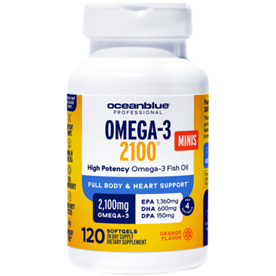 Omega-3 2100 Minis - High Potency Omega-3 Fish Oil for Full Body & Heart Support - Orange (120 Softgels)