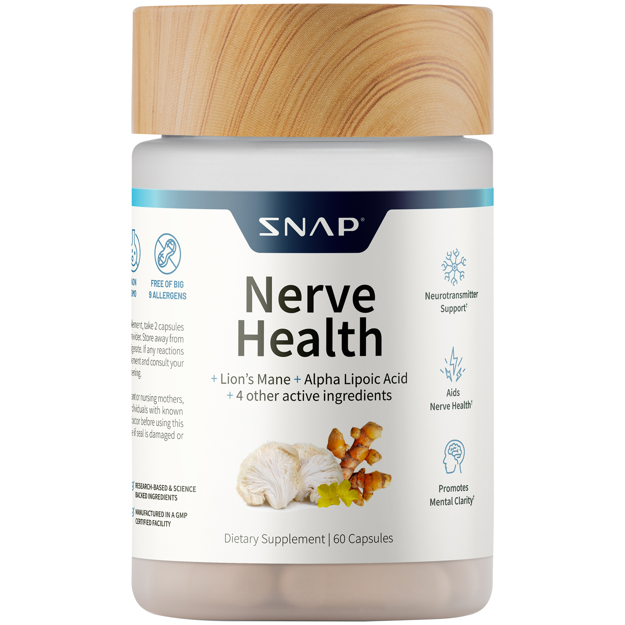 Nerve Health Capsules with Lions Mane Alpha Lipoic Acid  4 Other Active Ingredients 60 Capsules