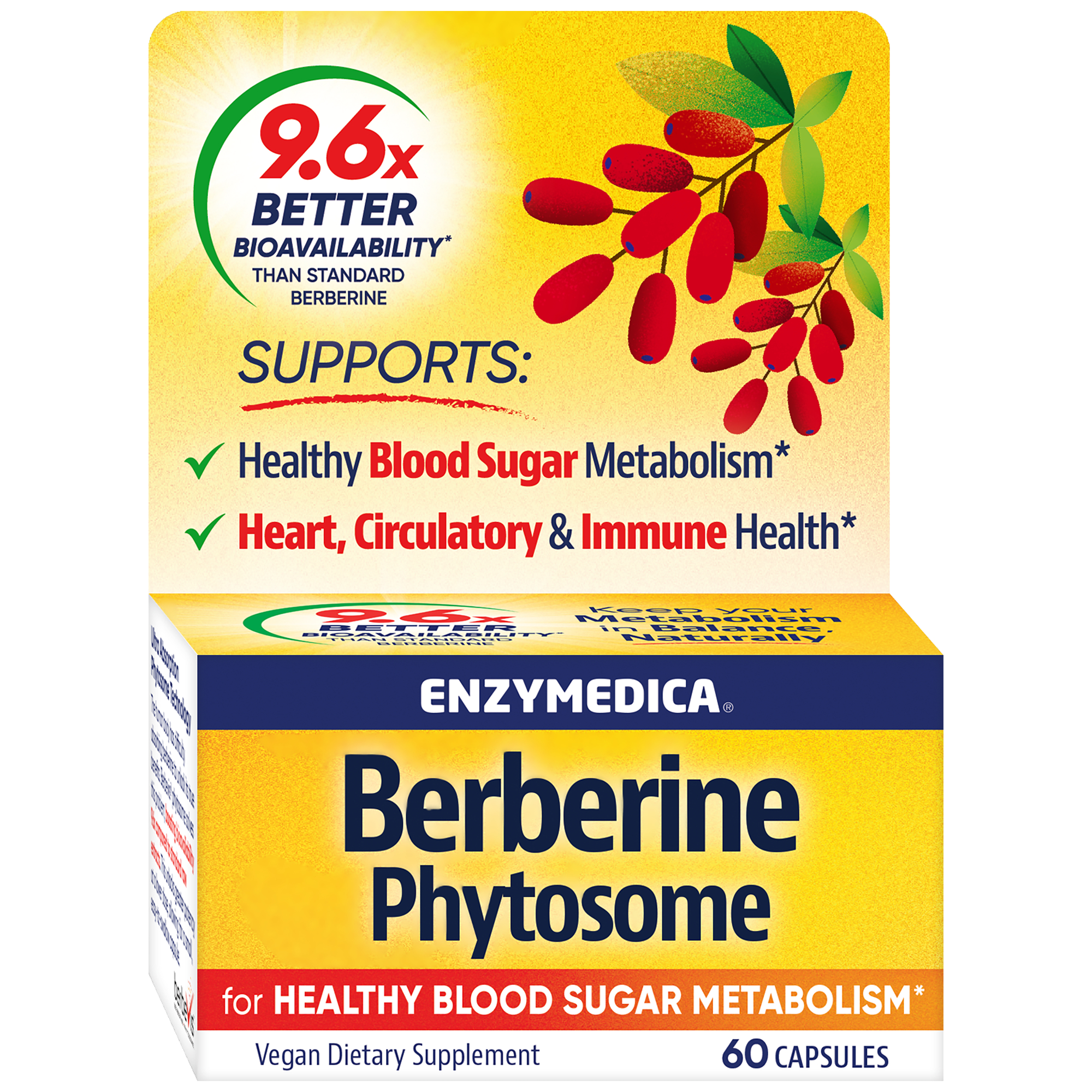 Berberine Phytosome for Healthy Blood Sugar Metabolism 60 Capsules