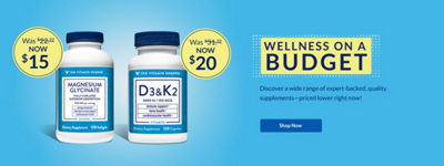 One The Vitamin Shoppe Magnesium Glycinate and D3 & K2 bottles