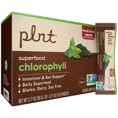 Superfood Chlorophyll Packets - Daily Superfood for Intestinal & Gut Support - Apple (30 Single Serving Packets)