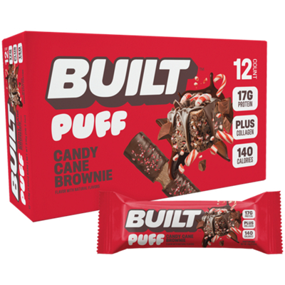 Built Puff Protein Bar - 17g Protein - Candy Cane Brownie (12 Bars)