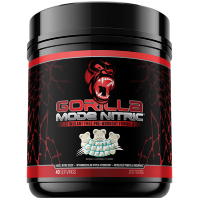 Gorilla Mode Nitric – Stimulant-Free Pre-Workout Formula – White Gummy Bear (1.72 lbs./40 Servings)