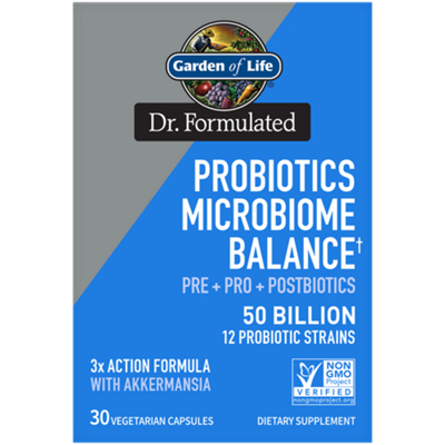 Probiotics Microbiome Balance - Pre + Pro + Postbiotics - 50 Billion 12 Probiotic Strains (30 Vegetarian Capsules)