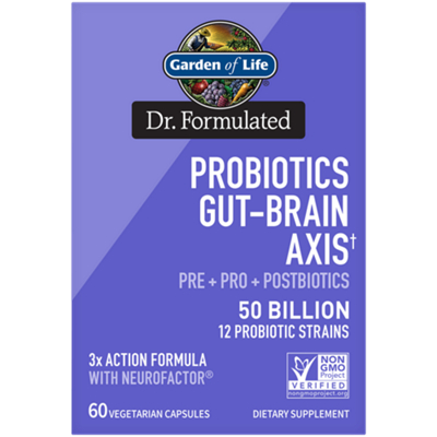 Probiotics Gut Brain Axis - Pre + Pro + Postbiotics - 50 Billion 12 Probiotic Strains (60 Vegetarian Capsules)