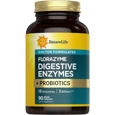 Florazyme Digestive Enzymes + Probiotics - 18 Enzymes, 3 Billion CFU (90 Vegan Capsules)