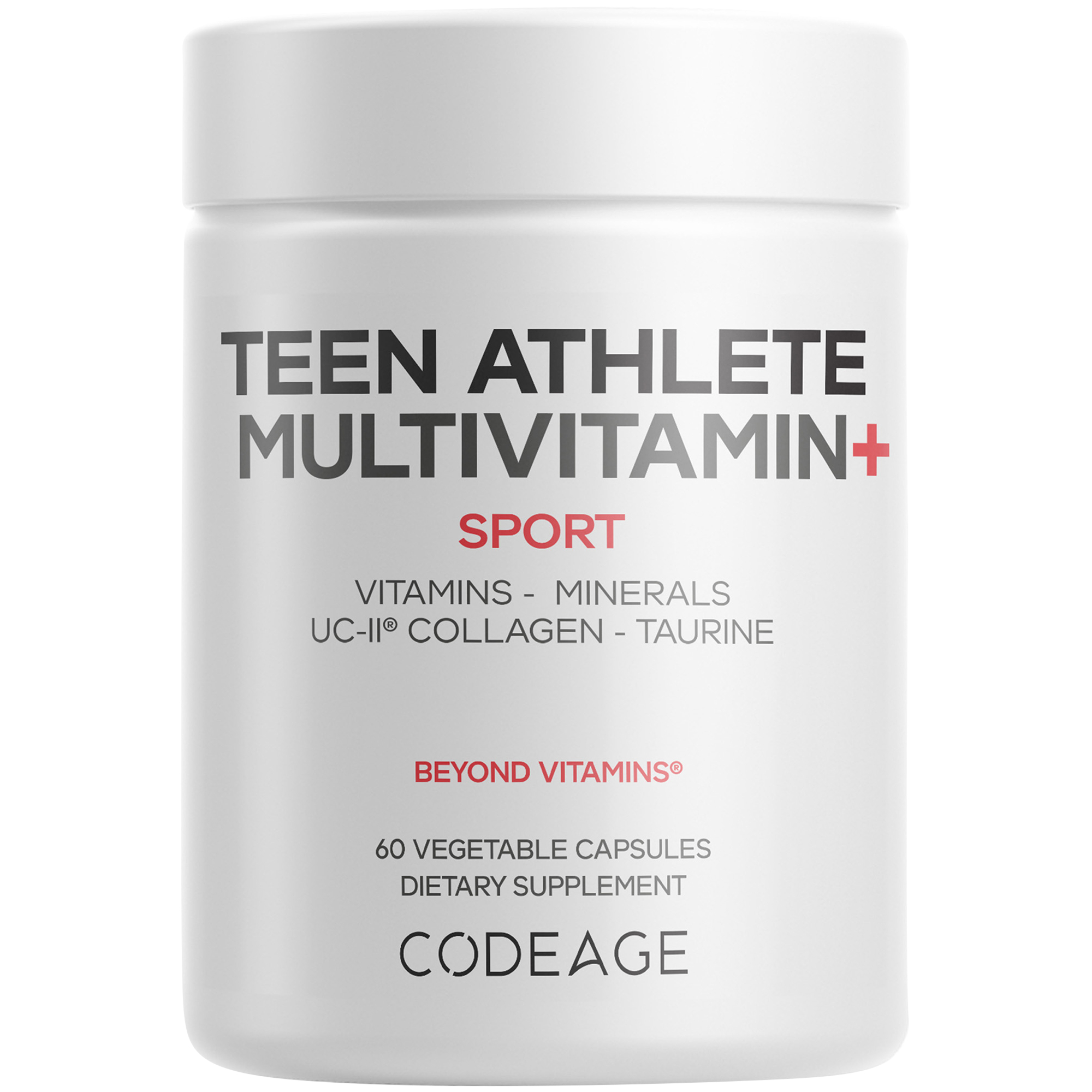 Teen Athlete Multivitamin Sport  Vitamins Minerals Collagen Taurine 60 Vegetable Capsules