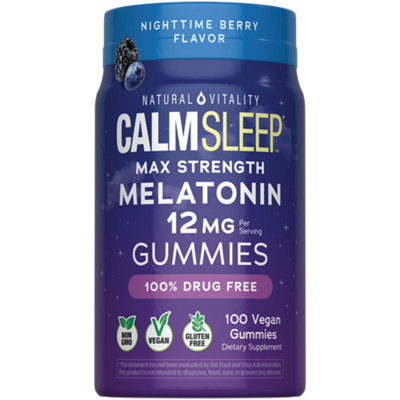 Calm Sleep Melatonin - 12 mg - Extra Strength - Berry (100 Vegan Gummies)