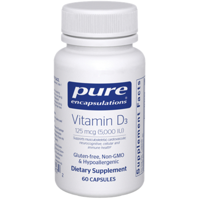 Vitamin D3 125 mcg - Supports Musculoskeletal, Cardiovascular, Neurocognitive, Cellular and Immune Health (60 Capsules)
