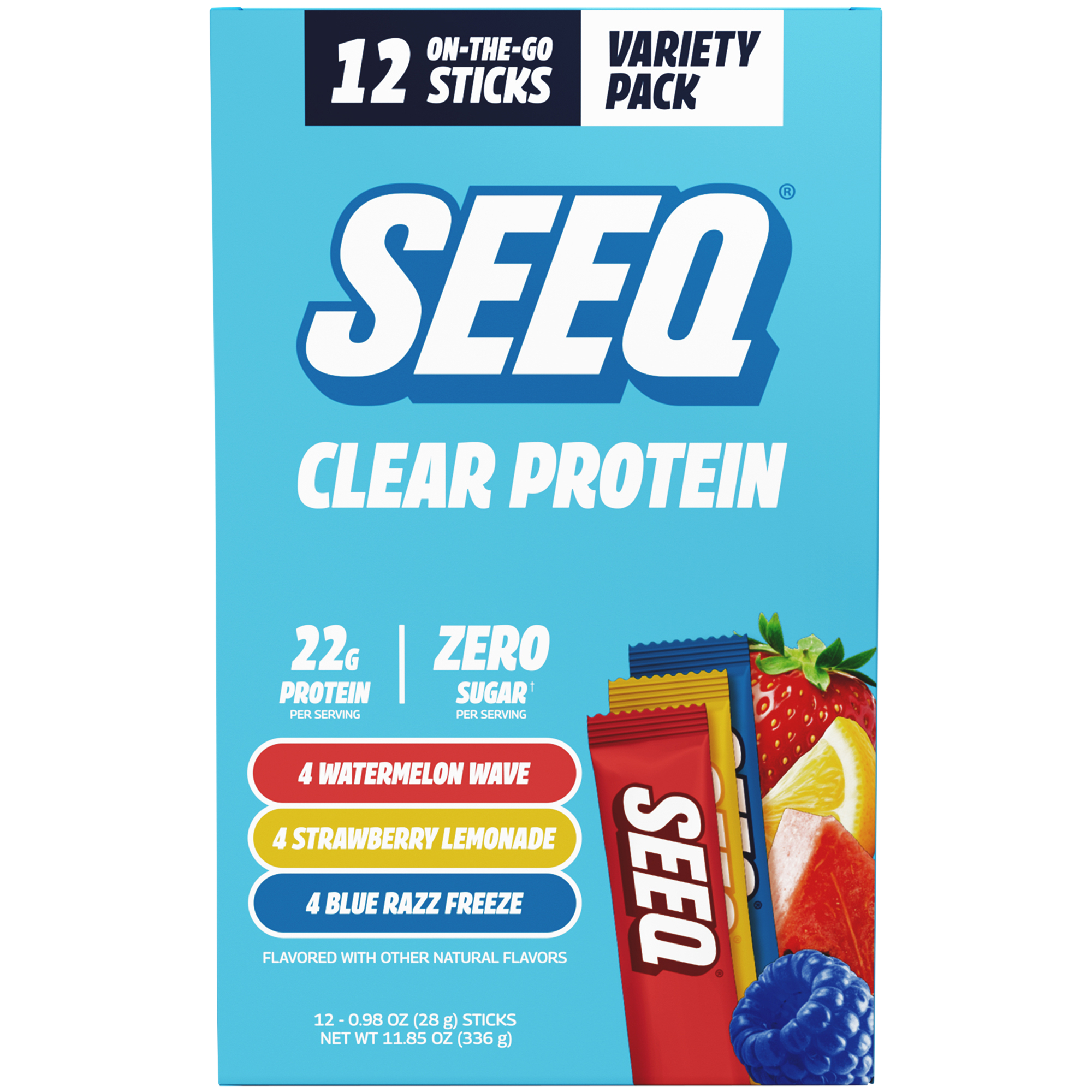 Clear Protein Stick Packs  22g Protein  Variety Pack 3 Flavors  12 Single Serving Packets