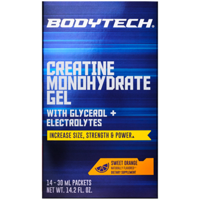 Creatine Monohydrate Gel - With Glycerol + Electrolytes - Increase Size, Strength & Power - Sweet Orange (14 Packs)