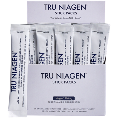 Tru Niagen Stick Packs for Daily NAD+ Boost - 300mg Niagen - Unflavored (30 Packets)