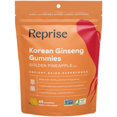 Korean Ginseng Gummies - Supports Energy, Mood & Focus - Golden Pineapple (45 Gummies)