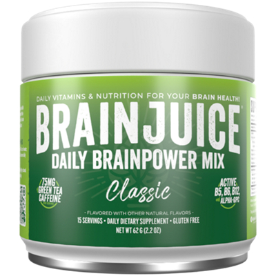 Daily Brainpower Mix for Brain Health - 75mg of Green Tea Caffeine - Classic (2.2 oz./15 Servings)