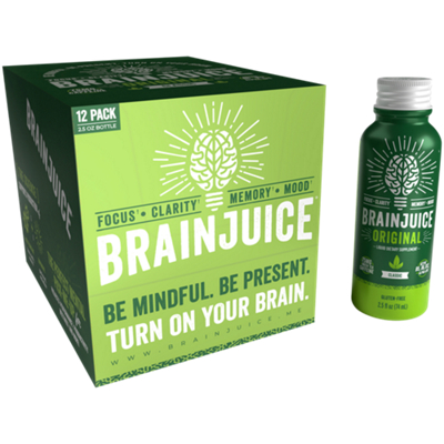 Brain Juice Original Classic with 75mg Green Tea Caffeine (12 Pack Bottles / 2.5 Oz. Each)