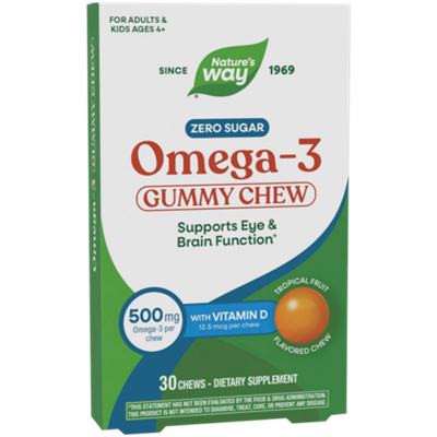Omega-3 - Supports Eye & Brain Function - 500 mg Omega with Vitamin D - Tropical Fruit (30 Chews)