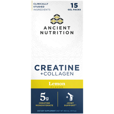 Creatine + Collagen - 5g Creatine Monohydrate  + Joint Support - Lemon (15 Gel Packs)