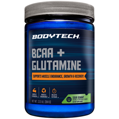 BCAA + Glutamine Powder - Supports Muscle Endurance, Growth, & Recovery - Sour Gummy (13.5 oz./40 Servings)