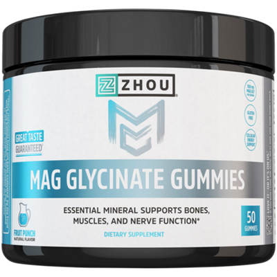 Mag Glycinate Gummies - Essential Mineral Supports Bones, Muscles & Nerve Function - Fruit Punch (50 Gummies)