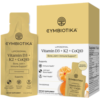 Liposomal Vitamin D3+K2+CoQ10 - Promotes Heart Health & Cellular Energy - Tangerine (12 Packets)
