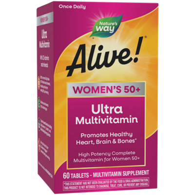 Alive! Women's 50+ Ultra Multivitamins - Promotes Healthy Heart, Brain, & Bones (180 Tablets)