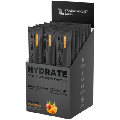Hydrate Electrolyte Formula - 1000 mg Sodium - Peach Mango (30 Stick Packs)