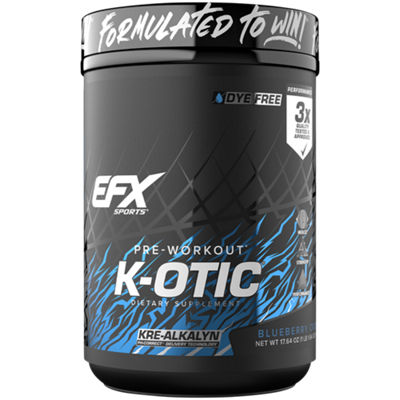 K Otic Pre Workout - Kre Alkalyn - Dye Free - Blueberry Crush (17.64 oz./20 Servings)