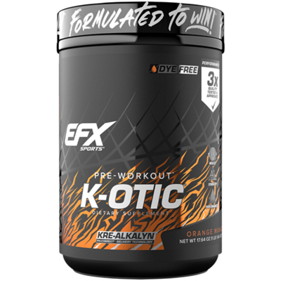 K Otic Pre Workout - Kre Alkalyn - Dye Free - Orange Mango (17.64 oz./20 Servings)